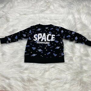 H&M Space Adventures Size 2/3 Long Sleeve Stars Sweatshirt Black Blue White